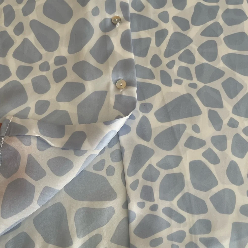Zara Abstract Blue and White Blouse